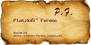 Platzkó Ferenc névjegykártya